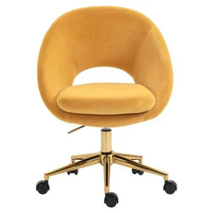 Octavia Velvet Fabric Office Chair, Mustard by Emporium Oggetti, a Chairs for sale on Style Sourcebook
