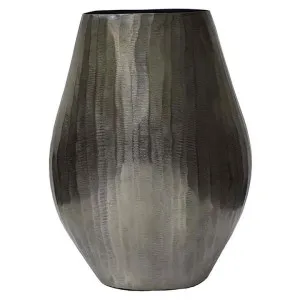 Altan Layered Chisel Metal Oval Vase, Medium by Affinity Furniture, a Vases & Jars for sale on Style Sourcebook