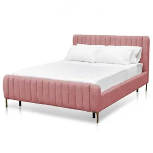 Korey Queen Bed Frame - Blush Peach Velvet - Last One by Interior Secrets - AfterPay Available by Interior Secrets, a Beds & Bed Frames for sale on Style Sourcebook