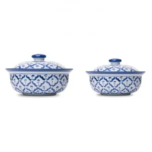 Miyako 2 Piece Hand Painted Ceramic Lidded Bowl Set by LIVGGO, a Bowls for sale on Style Sourcebook