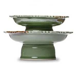Buri 2 Piece Thai Celadon Ceramic Pedestal Bowl Set by LIVGGO, a Bowls for sale on Style Sourcebook