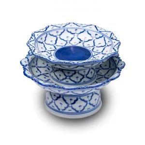 Miyako 2 Piece Hand Painted Ceramic Pedestal Bowl Set by LIVGGO, a Bowls for sale on Style Sourcebook