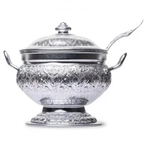 Surin Thai Style Embossed Metal Soup Tureen & Ladle Set by LIVGGO, a Bowls for sale on Style Sourcebook