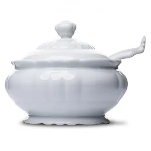 Junyao 2 Piece Ceramic Soup Tureen & Ladle Set, Small, White by LIVGGO, a Bowls for sale on Style Sourcebook