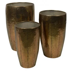 Calbina 3 Piece Metal Planter Pot Set, Antique Brass by Casa Sano, a Plant Holders for sale on Style Sourcebook
