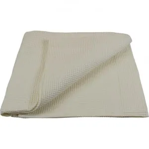 Amal Cotton Waffle Weave Blanket, 260x220cm, Cream by COJO Home, a Throws for sale on Style Sourcebook