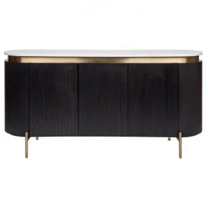 Demarco Marble Top 3 Door Oval Buffet Table, 160cm, Black by Cozy Lighting & Living, a Sideboards, Buffets & Trolleys for sale on Style Sourcebook