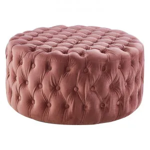 Sevilla Tufted Velvet Fabric Round Ottoman, Rose Pink by Dodicci, a Ottomans for sale on Style Sourcebook