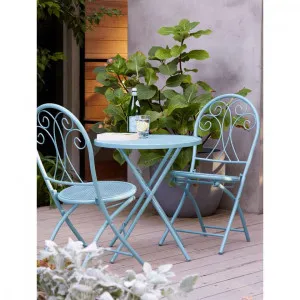 Chloe 2 Seater Decorative Café Setting Blue by Chloe, a Outdoor Dining Sets for sale on Style Sourcebook