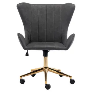 Alica Faux Leather Office Chair, Dark Grey by ArteVista Emporium, a Chairs for sale on Style Sourcebook