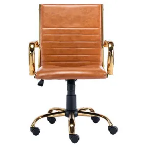 Macasso Faux Leather Office Chair, Tan by Emporium Oggetti, a Chairs for sale on Style Sourcebook