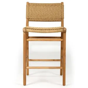 Zac Teak Timber & Close Woven Cord Indoor / Outdoor Counter Stool, Sand / Natural by Ambience Interiors, a Bar Stools for sale on Style Sourcebook