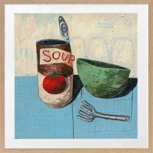Eating Soup With A Fork Pale Blue Framed Art Print by Urban Road, a Prints for sale on Style Sourcebook