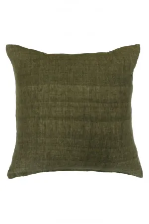 Mulberi Indira Linen Cushion - Military by Interior Secrets - AfterPay Available by Interior Secrets, a Cushions, Decorative Pillows for sale on Style Sourcebook