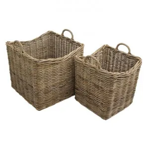 Grove 2 Piece Rattan Square Planter Basket Set by French Country Collection, a Plant Holders for sale on Style Sourcebook
