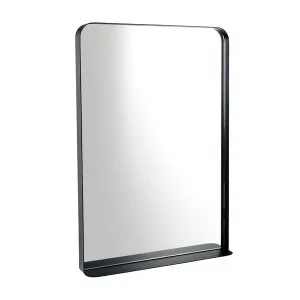 Luxe Helsinki Black Metal Frame Bathroom Mirror With Shelf - 50cm x 75cm by Luxe Mirrors, a Vanity Mirrors for sale on Style Sourcebook