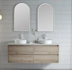 Gun Metal Grey Arch 500D LED Mirror 90cm x 50cm by Luxe Mirrors, a Illuminated Mirrors for sale on Style Sourcebook