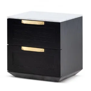 Nelda Bedside Table - Black with Marble Top by Interior Secrets - AfterPay Available by Interior Secrets, a Bedside Tables for sale on Style Sourcebook