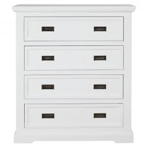 Aspen Tallboy Brushed White - 4 Drawer by James Lane, a Dressers & Chests of Drawers for sale on Style Sourcebook