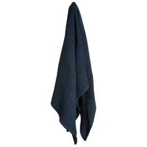 Reese Waffle Cotton Throw Navy by James Lane, a Throws for sale on Style Sourcebook