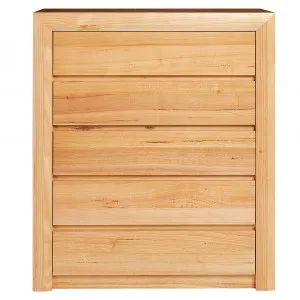 Bellambi Natural Messmate Tallboy - 5 Drawer by James Lane, a Dressers & Chests of Drawers for sale on Style Sourcebook