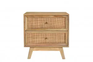 Tulum Mango Wood and Rattan Bedside Table - 2 Drawer by James Lane, a Bedside Tables for sale on Style Sourcebook