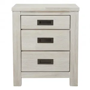 California Bedside Table Brushed White - 3 Drawer by James Lane, a Bedside Tables for sale on Style Sourcebook