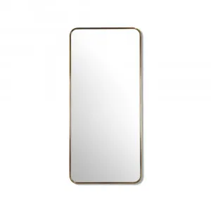 Round Corner Gold Brass Metal Frame Bathroom Mirror • 100cm x 56cm / 120cm x 56cm 1000mm X 560mm by Luxe Mirrors, a Vanity Mirrors for sale on Style Sourcebook