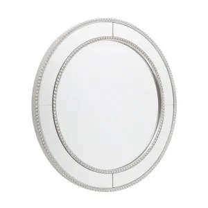 Zanthia Silver Beaded Round Mirror 60cm by Luxe Mirrors, a Mirrors for sale on Style Sourcebook