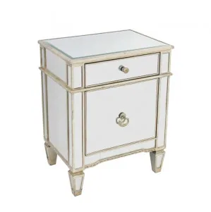Antique Mirrored Bedside Cabinet 56cm x 41cm x 72cm by Luxe Mirrors, a Bedside Tables for sale on Style Sourcebook