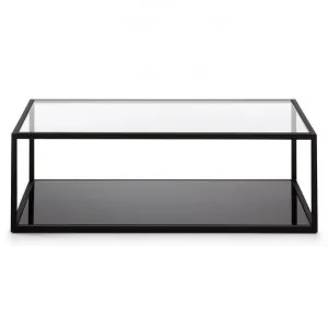 Clipstone Glass Topped Steel Coffee Table, 110cm, Black by El Diseno, a Coffee Table for sale on Style Sourcebook