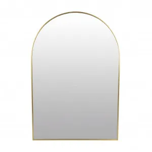 Luxe Pisa Brushed Brass Metal Arch Bathroom Mirror - 2 Sizes 800mm x 550mm by Luxe Mirrors, a Vanity Mirrors for sale on Style Sourcebook