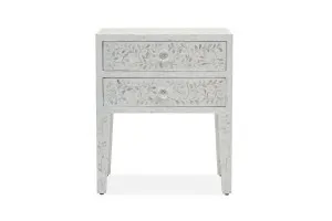 Portia Mother of Pearl Classic Bedside Table, White, by Lounge Lovers by Lounge Lovers, a Bedside Tables for sale on Style Sourcebook