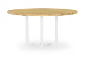 Bronte Round Brushed 150cm Coastal Dining Table in White, Solid American Oak, by Lounge Lovers by Lounge Lovers, a Dining Tables for sale on Style Sourcebook