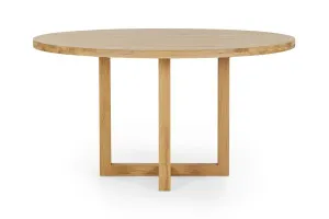 Bronte Round Natural 150cm Coastal Dining Table in White, Solid American Timber Oak, by Lounge Lovers by Lounge Lovers, a Dining Tables for sale on Style Sourcebook