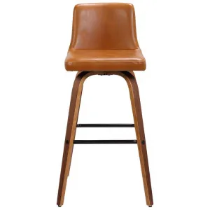 Matera Faux Leather & Bentwood Swivel Counter Stool, Tan / Walnut by Maison Furniture, a Bar Stools for sale on Style Sourcebook