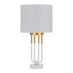 Negas Metal Base Table Lamp, White / Gold by Telbix, a Table & Bedside Lamps for sale on Style Sourcebook