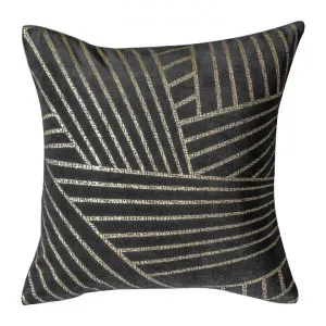 Bohann Linear Geo Cotton Velvet Scatter Cushion, Charcoal by Casa Bella, a Cushions, Decorative Pillows for sale on Style Sourcebook