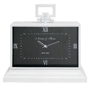 Carlingford Metal Table Clock, White by Hearth & Home, a Clocks for sale on Style Sourcebook