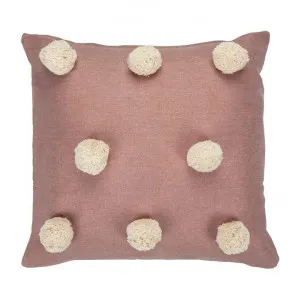 R&H Pom Pom Chambray Cotton Scatter Cushion, Blush by Raine & Humble, a Cushions, Decorative Pillows for sale on Style Sourcebook