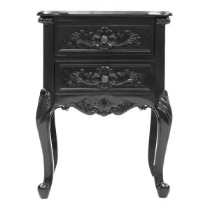 Challuy Hand Crafted Mahogany Bedside Table, Black by Millesime, a Bedside Tables for sale on Style Sourcebook