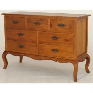 Mervent Solid White Cedar Timber 7 Drawer Dresser, Light Pecan by Centrum Furniture, a Dressers & Chests of Drawers for sale on Style Sourcebook