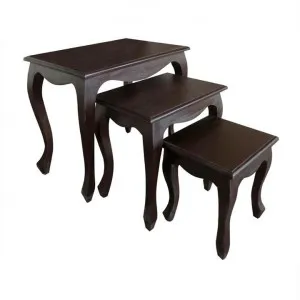 Queen Ann Mahogany Timber 3 Piece Nested Table Set, Chocolate by Centrum Furniture, a Side Table for sale on Style Sourcebook