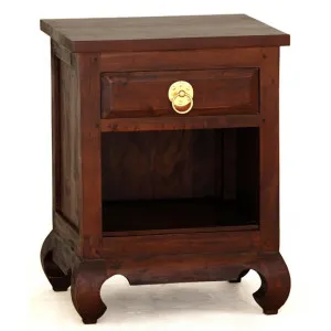 Quon Maluku Mahogany Timber Single Drawer Opium Bedside Table,  Mahogany by Centrum Furniture, a Bedside Tables for sale on Style Sourcebook