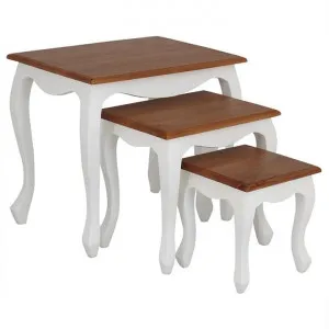 Queen Ann Mahogany Timber 3 Piece Nested Table Set, Caramel / White by Centrum Furniture, a Side Table for sale on Style Sourcebook