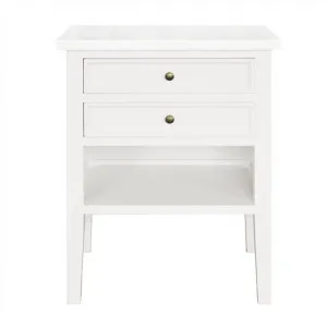 Partrack Birch Timber Bedside Table, Matt White by Manoir Chene, a Bedside Tables for sale on Style Sourcebook
