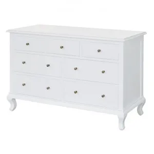 Adele Birch Timber 7 Drawer Dresser, Matt White by Manoir Chene, a Dressers & Chests of Drawers for sale on Style Sourcebook