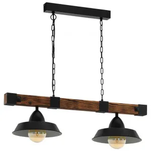 Oldbury Steel & Timber Bar Pendant Light, 2 Light by Eglo, a Pendant Lighting for sale on Style Sourcebook