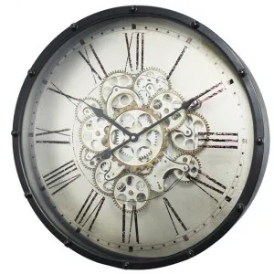 Inca Iron Frame 45cm Round Wall Clock by Philbee Interiors, a Clocks for sale on Style Sourcebook