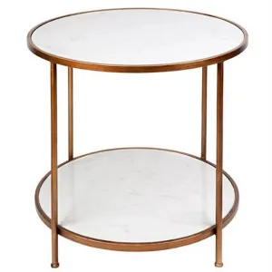 Cameron Marble and Iron Round Side Table by Cozy Lighting & Living, a Side Table for sale on Style Sourcebook